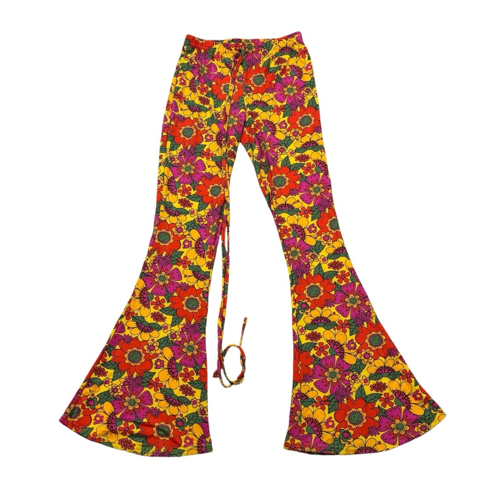 Ladies Spirit Halloween Floral Bell Bottom Pants Size Small